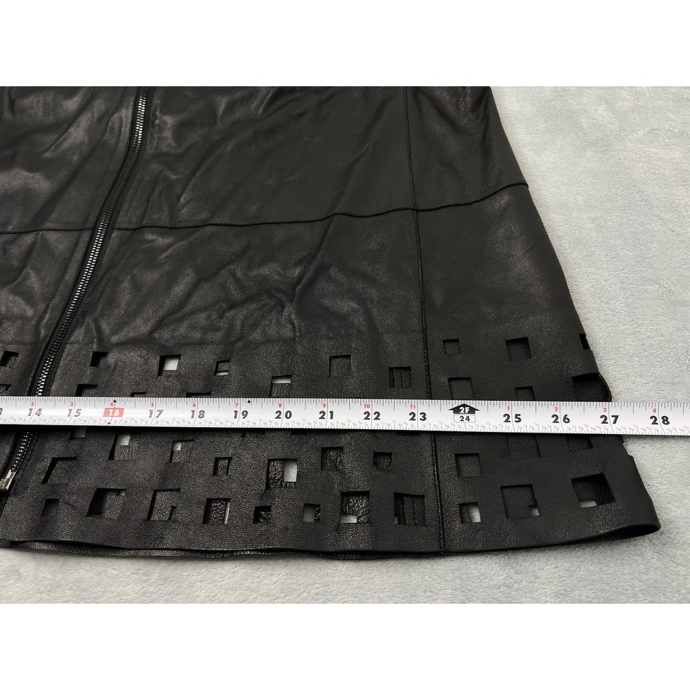 Lafayette 148 New York Laser Cut 100% Leather Front Full Zipper Jacket Size XL - Picture 11 of 13